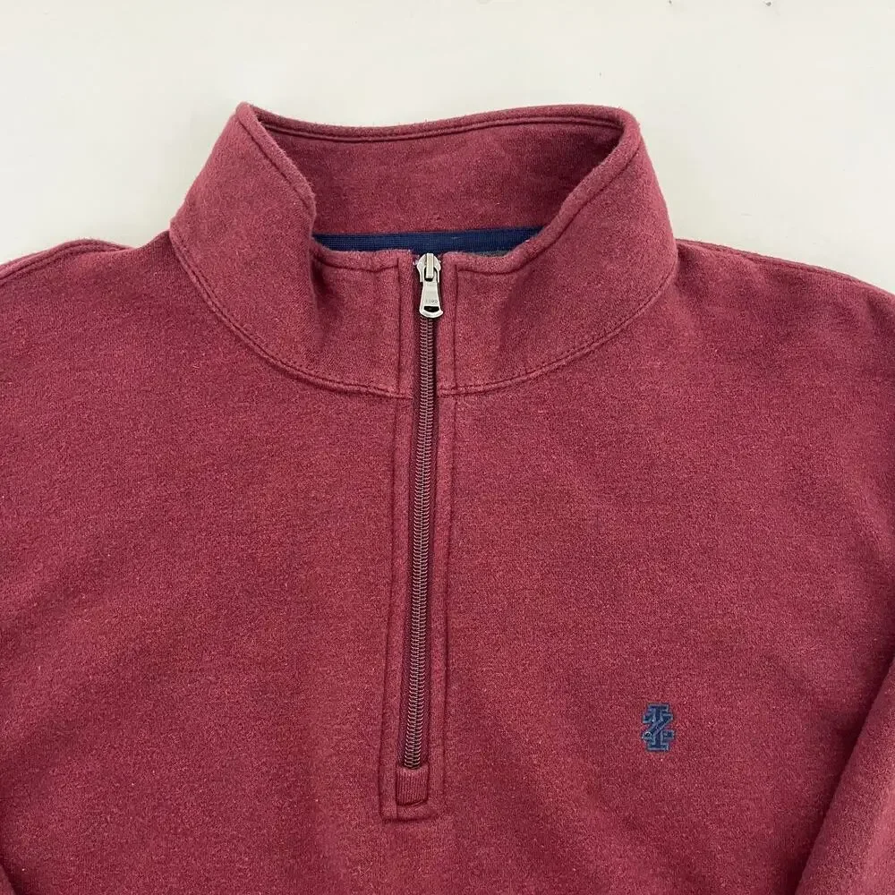IZOD‎ Mens XL 1/4 Zip Pullover Sweater Maroon Advantage Performance Stretch Logo